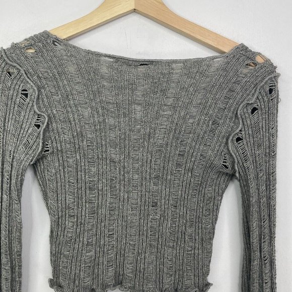 Urban Outfitters Knit Top Size Small Grey Cropped BNWT - Picture 6 of 6